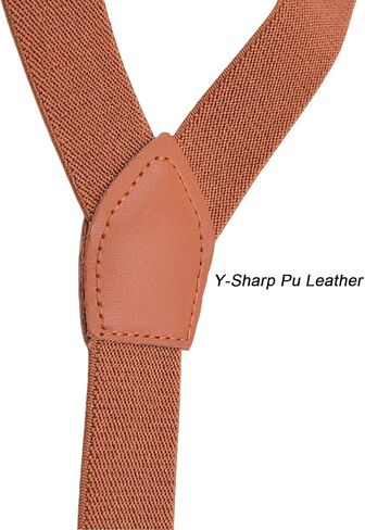 Brown Suspenders for Men Lengthen Braces Bronze Metal Clip, 49" Elastic Adjustable Y-Sharp Straps Tall Men's Suspenders Wedding Party in Saudi Arabia