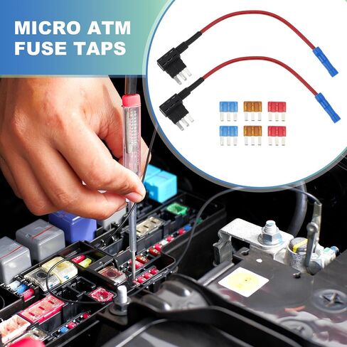 2 Pack Micro Atm Fuse Taps Adapter Fuse Tap ، حامل الصمامات القابلة للتوسيع لقوارب شاحنات السيارات ، مع 6 الصمامات 5A 10A 15A in Saudi Arabia
