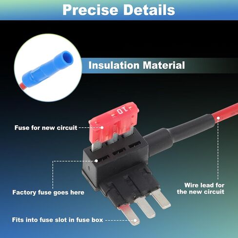 2 Pack Micro Atm Fuse Taps Adapter Fuse Tap ، حامل الصمامات القابلة للتوسيع لقوارب شاحنات السيارات ، مع 6 الصمامات 5A 10A 15A in Saudi Arabia