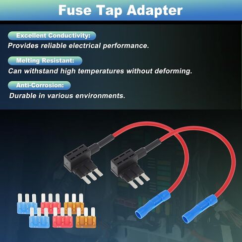 2 Pack Micro Atm Fuse Taps Adapter Fuse Tap ، حامل الصمامات القابلة للتوسيع لقوارب شاحنات السيارات ، مع 6 الصمامات 5A 10A 15A in Saudi Arabia