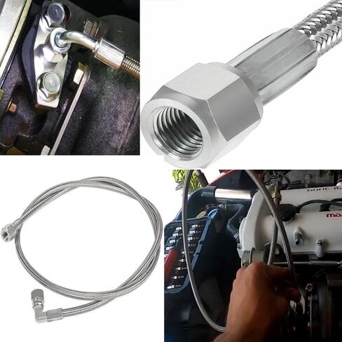 4AN Turbo Oil Feed Line - Steel Braided 48" Length 4AN 90 Degree Straight Hose End Pressure Stainless Remote Turbocharger Sensor Teflon 4 AN in Saudi Arabia