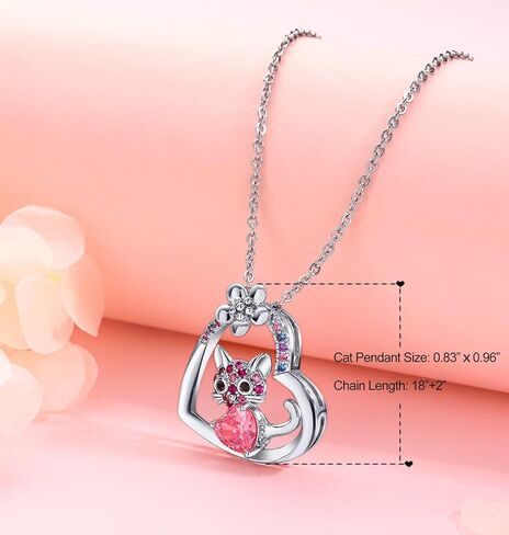هدايا قلادة من طراز Kids Cat Birthstone للبنات- القطط القطط قلادة هدايا عيد ميلاد للمحبي in Kuwait