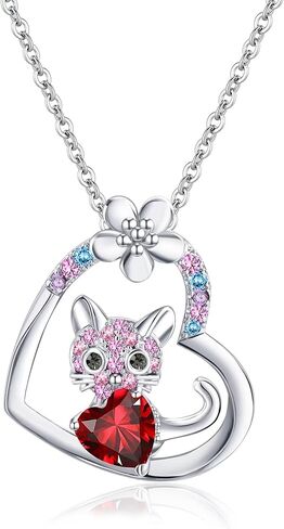 هدايا قلادة من طراز Kids Cat Birthstone للبنات- القطط القطط قلادة هدايا عيد ميلاد للمحبي in Kuwait