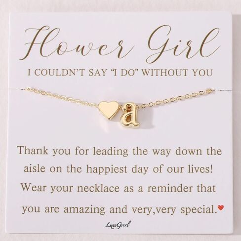 Flower Girl Proposal Gift Initial A-Z Letter Necklace Cute for Little Girls Wedding & Bridal Shower in Saudi Arabia