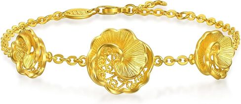 CHOW SANG SANG 999.9 24K Solid Gold Chinese Wedding Camellia Bloom Bracelet for Women 18cm 95839B Price-by-Weight 8.23g Gold in Saudi Arabia