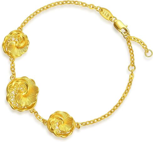 CHOW SANG SANG 999.9 24K Solid Gold Chinese Wedding Camellia Bloom Bracelet for Women 18cm 95839B Price-by-Weight 8.23g Gold in Saudi Arabia