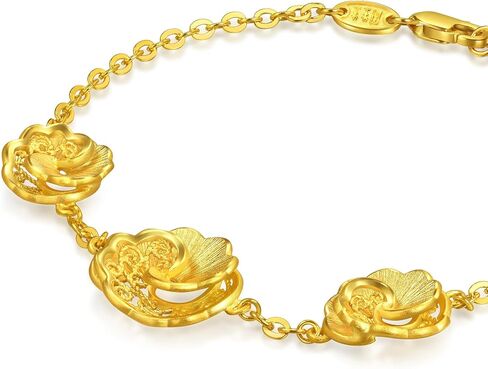 CHOW SANG SANG 999.9 24K Solid Gold Chinese Wedding Camellia Bloom Bracelet for Women 18cm 95839B Price-by-Weight 8.23g Gold in Saudi Arabia
