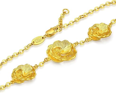 CHOW SANG SANG 999.9 24K Solid Gold Chinese Wedding Camellia Bloom Bracelet for Women 18cm 95839B Price-by-Weight 8.23g Gold in Saudi Arabia