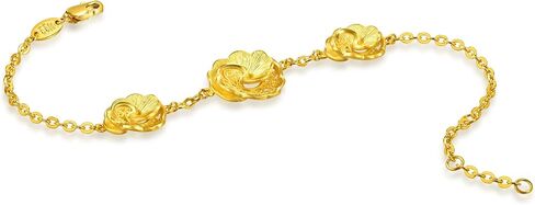CHOW SANG SANG 999.9 24K Solid Gold Chinese Wedding Camellia Bloom Bracelet for Women 18cm 95839B Price-by-Weight 8.23g Gold in Saudi Arabia