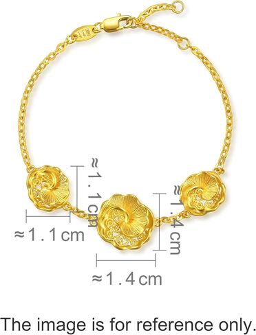 CHOW SANG SANG 999.9 24K Solid Gold Chinese Wedding Camellia Bloom Bracelet for Women 18cm 95839B Price-by-Weight 8.23g Gold in Saudi Arabia