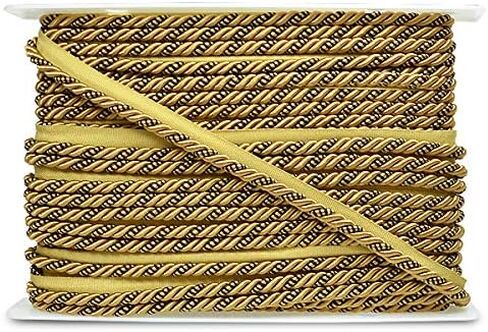 Trims by the Yard Leona 3/8" Twisted Lip Cord Trim, Black/White (5 Yard Cut) in Saudi Arabia