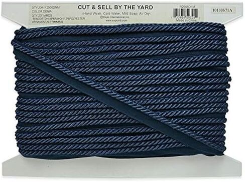 Trims by the Yard Leona 3/8" Twisted Lip Cord Trim, Black/White (5 Yard Cut) in Saudi Arabia