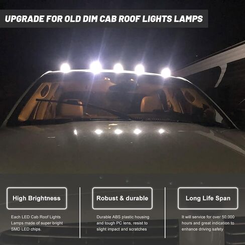 NJSBYL LED TOP CAB LIGHTS لعام 2017-2024 F-ORD F250 F350 F450 F550 Super Duty Pickup Trucks Front White Roof Cab Marker Marker Marker Lamps Black in Saudi Arabia