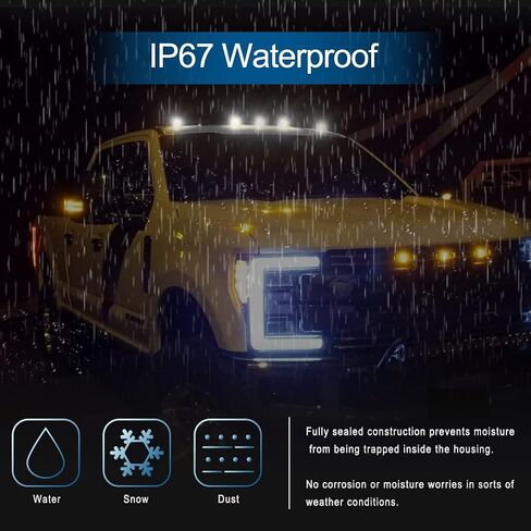 NJSBYL LED TOP CAB LIGHTS لعام 2017-2024 F-ORD F250 F350 F450 F550 Super Duty Pickup Trucks Front White Roof Cab Marker Marker Marker Lamps Black in Saudi Arabia