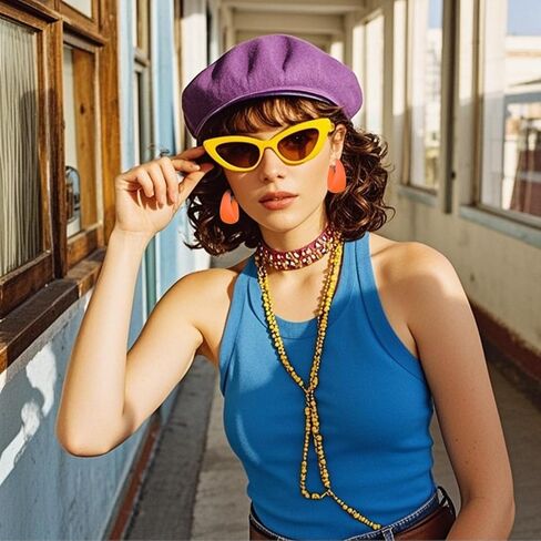 Chunky Clip On Hoop Earrings for Women Detachable Wide Statement Earring Non Pierced 80s 90s Fashion Accessories Vintage Neon Party Jewelry Outfit in Saudi Arabia