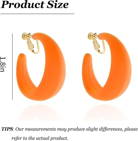 Chunky Clip On Hoop Earrings for Women Detachable Wide Statement Earring Non Pierced 80s 90s Fashion Accessories Vintage Neon Party Jewelry Outfit in Saudi Arabia