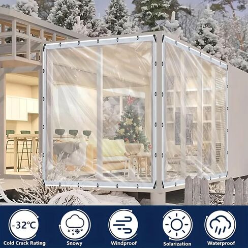 8x20ft Clear Tarp with Grommets, Upgraded Edge Heat Fused Tear Resistant Clear Heavy Duty Tarps, Clear Vinyl Tarps for Patio Fencing, Rain, Wind, Cold, Chicken Coops,and More（Windproof Rope+Zip Tie） in Saudi Arabia