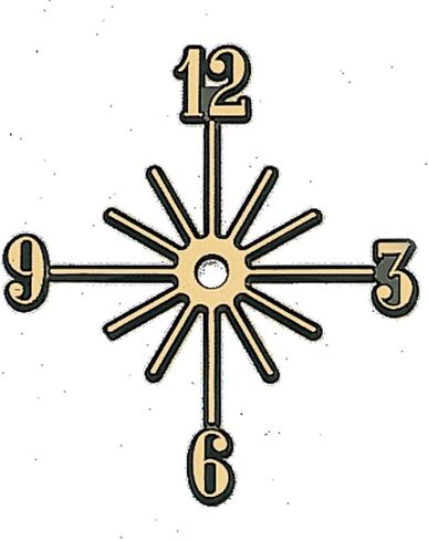 4 "Sunburst البلاستيك ساعة الحائط ، الذهب والأسود ، الأرقام العربية in Kuwait