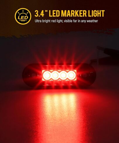 Partsam 4Pcs 3.4 inch Amber LED Clearance Side Marker Lights, Surface Mount Trailer Marker Lights for Truck RV Camper Motorhome Pickup Tractor, IP67 Waterproof in Saudi Arabia