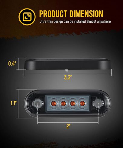 Partsam 4Pcs 3.4 inch Amber LED Clearance Side Marker Lights, Surface Mount Trailer Marker Lights for Truck RV Camper Motorhome Pickup Tractor, IP67 Waterproof in Saudi Arabia
