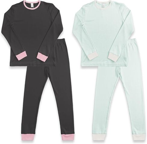 4 قطع الفتيات 100 ٪ القطن الدافئ في الملاءمة مجموعة Pullover Kids PJS Soft Sleepwear 2T-12 Years in Kuwait