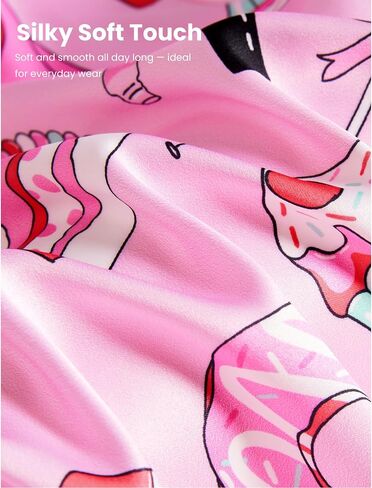مجموعة Patpat Girls Satin Pajama - ملابس نوم طويلة حريرية للأطفال مع كيس ، تتراوح أعمارهم بين 5 و 14 عامًا in Saudi Arabia