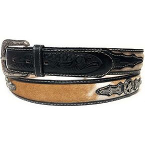 1 3/4" Wide Genuine Leather Horse Hair Western Style Leather Belt, Cowboy Rodeo Concho Ranger Style Belt in Kuwait