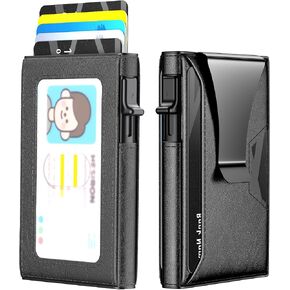 محفظة للرجال Slim Slim Pop-Up Smart يحمل 5-6 بطاقات-RFID حظر المعدن مع مقطع المال ، حامل بطاقة الائتمان ونافذة المعرف ، ملحقات الرجال (3.94 × 2.56x0.59in) (الكربون) in Saudi Arabia