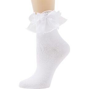 Lace Ruffle Frilly Socks for Women, Lace Ankle Socks with Bow in Saudi Arabia