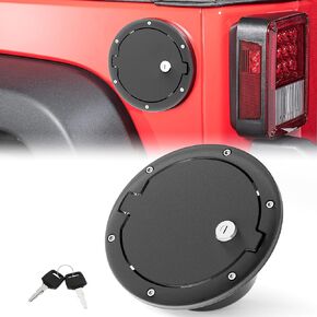 Fuel Filler Door Gas Tank Cap Cover Locking Compatible with 2007-2018 Jeep Wrangler JK Unlimited Accessories (Black) in Saudi Arabia
