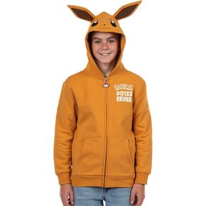 Pokemon Hoodie Kids' Gen 01 Eevee Zip-Up 3-D Character Costume Hoodie (Eevee, Large) in Saudi Arabia
