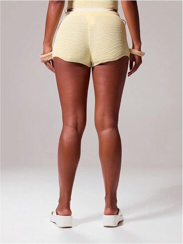 Milumia Women 3D Floral Crochet Cover Up Shorts Low Waist Skinny Mini Shorts Beachwear in Saudi Arabia