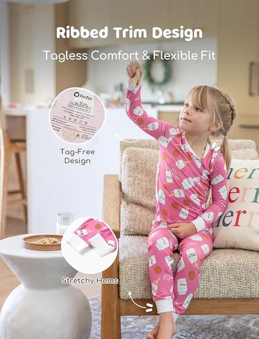 Patpat Baby Pajama مجموعات مع Bamboo Viscose ، Snug Fit Cooling PJs for Girls Boy in Kuwait