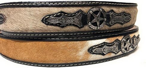 1 3/4" Wide Genuine Leather Horse Hair Western Style Leather Belt, Cowboy Rodeo Concho Ranger Style Belt in Saudi Arabia