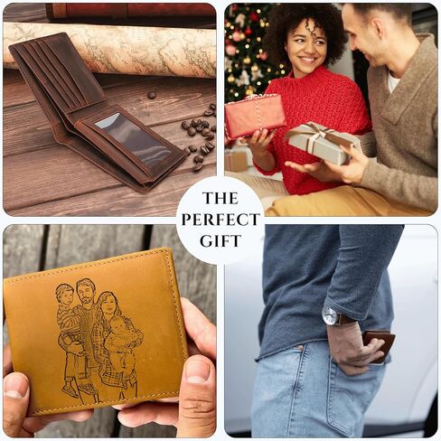 Personalized Wallet for Men, Custom RFID Leather Wallet, Engraved Genuine Leather Custom Wallet, Great Anniversary Gift For Him, Husband, Boyfriend, Men, Father, Dad, Grandpa, Wedding in Kuwait