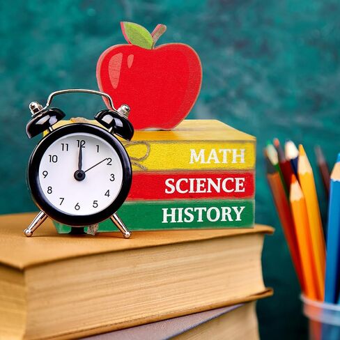 Yousoontic 4 Pcs Back to School Decorations Wooden Apple Tiered Tray Decor Decorative Mini Book Stack with Pencil Ornament Rustic Farmhouse First Day of School Decor for Shelf Classroom Students Decor in Saudi Arabia