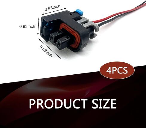 4 PCS Fuel Injector Connector, Waterproof & Anti-aging Automotive Injector Terminals Pigtail Wire, Car Fuel Sprayer Plug, Compatible with Buick Chevrolet GMC 1500 2500 3500 Mini (Black) in Kuwait