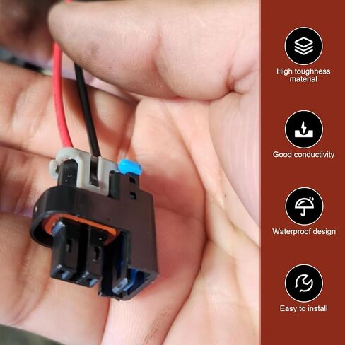 4 PCS Fuel Injector Connector, Waterproof & Anti-aging Automotive Injector Terminals Pigtail Wire, Car Fuel Sprayer Plug, Compatible with Buick Chevrolet GMC 1500 2500 3500 Mini (Black) in Kuwait