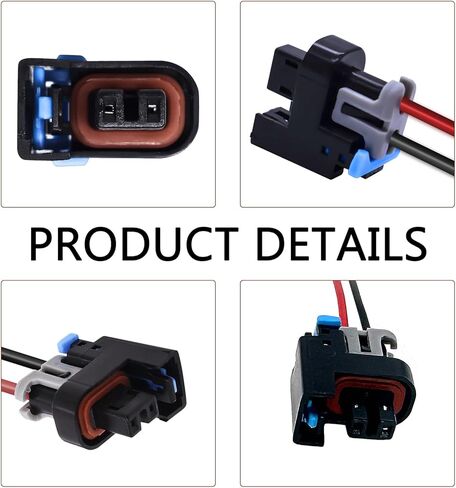 4 PCS Fuel Injector Connector, Waterproof & Anti-aging Automotive Injector Terminals Pigtail Wire, Car Fuel Sprayer Plug, Compatible with Buick Chevrolet GMC 1500 2500 3500 Mini (Black) in Kuwait