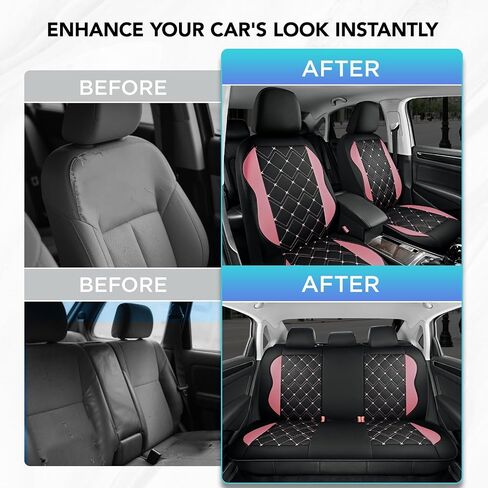 Road Comforts Seat Covers, Premium Leather Car Seat Covers Full Set for Women Girls,Airbag Compatible, Automotive Seat Covers Universal Fit Most Cars,Vans,Truck,SUV in Saudi Arabia