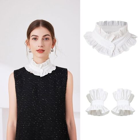 Detachable False Collar Girls Vintage Clothes Choker for Shirt or Dress Ruffled Lapel Shawl for Lady Girl Choker in Saudi Arabia