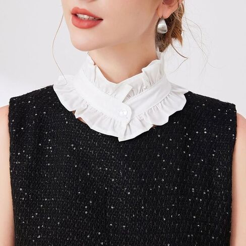 Detachable False Collar Girls Vintage Clothes Choker for Shirt or Dress Ruffled Lapel Shawl for Lady Girl Choker in Saudi Arabia