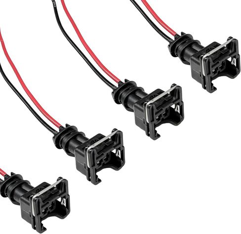 4 PCS Fuel Injector Connector, EV1 OBD1 Typre Plug Wire Harness Pigtail Wiring Loom, Plug-in Adapter Fuel Injector Socket with 18 AWG Extended Wires, Car Accessories in Saudi Arabia