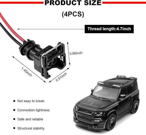 4 PCS Fuel Injector Connector, EV1 OBD1 Typre Plug Wire Harness Pigtail Wiring Loom, Plug-in Adapter Fuel Injector Socket with 18 AWG Extended Wires, Car Accessories in Saudi Arabia