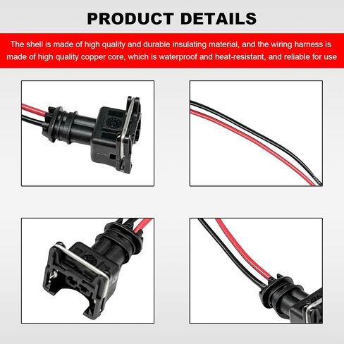 4 PCS Fuel Injector Connector, EV1 OBD1 Typre Plug Wire Harness Pigtail Wiring Loom, Plug-in Adapter Fuel Injector Socket with 18 AWG Extended Wires, Car Accessories in Saudi Arabia