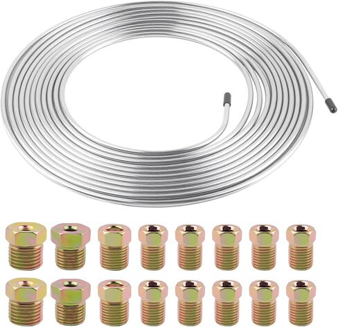 25Ft 3/16 Brake Line Kit,Zinc Plated Copper Rear Brake Line Kit Includes 16PCS Inverted Tube Nuts,Professional Brakes Lines Repair Kits for Hydraulic Brakes System,Fuel System in Saudi Arabia