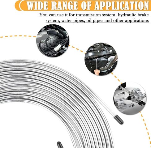 25Ft 3/16 Brake Line Kit,Zinc Plated Copper Rear Brake Line Kit Includes 16PCS Inverted Tube Nuts,Professional Brakes Lines Repair Kits for Hydraulic Brakes System,Fuel System in Saudi Arabia