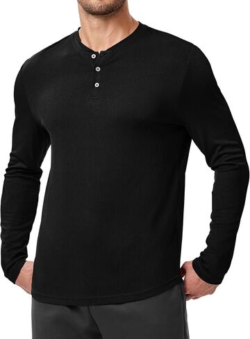 قميص Henley للرجال Fall Crewneck Solid Clear Slim Fit Long Sleeve Thirts Button Up Tees Tees in Kuwait