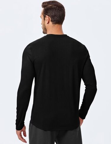 قميص Henley للرجال Fall Crewneck Solid Clear Slim Fit Long Sleeve Thirts Button Up Tees Tees in Kuwait