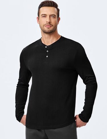 قميص Henley للرجال Fall Crewneck Solid Clear Slim Fit Long Sleeve Thirts Button Up Tees Tees in Kuwait